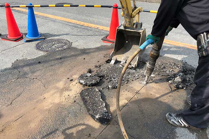 下水管引込工事の様子